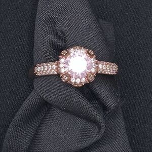 Source Unknown 925 Silver Rose Gold Vermeil Oval Pink Gemstone Ring SZ 10